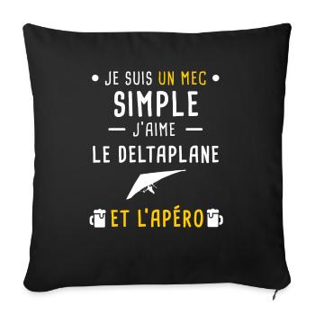 deltaplane et apéro mec simple - Housse de coussin décorative 45 x 45 cm - noir - Devant