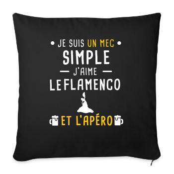 flamenco et apéro mec simple - Housse de coussin décorative 45 x 45 cm - noir - Devant