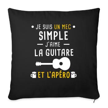 guitare et apéro mec simple - Housse de coussin décorative 45 x 45 cm - noir - Devant