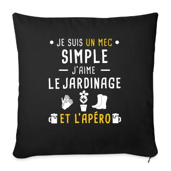 jardinage et apéro mec simple - Housse de coussin décorative 45 x 45 cm - noir - Devant
