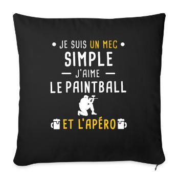 paintball et apéro mec simple - Housse de coussin décorative 45 x 45 cm - noir - Devant