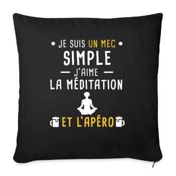 méditation et apéro mec simple - Housse de coussin décorative 45 x 45 cm - noir - Devant