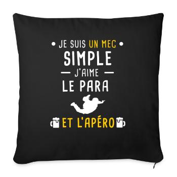 para et apéro mec simple - Housse de coussin décorative 45 x 45 cm - noir - Devant