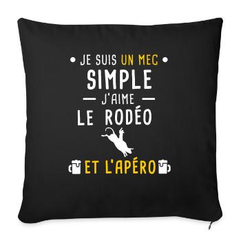 rodéo et apéro mec simple - Housse de coussin décorative 45 x 45 cm - noir - Devant
