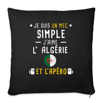 algérie drapeau apéro mec simple - Housse de coussin décorative 45 x 45 cm - noir - Devant
