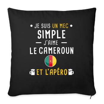 cameroun drapeau apéro mec simple - Housse de coussin décorative 45 x 45 cm - noir - Devant