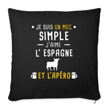 espagne taureau apéro mec simple - Housse de coussin décorative 45 x 45 cm - noir - Devant