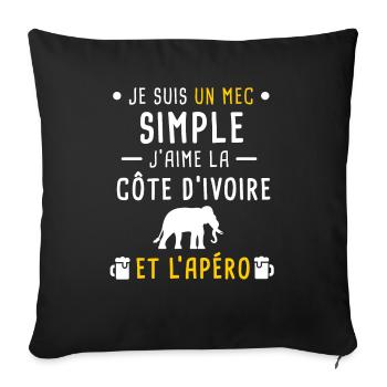 côte d'ivoire éléphant apéro mec simple - Housse de coussin décorative 45 x 45 cm - noir - Devant