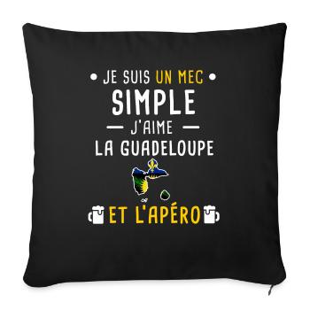 guadeloupe drapeau apéro mec simple - Housse de coussin décorative 45 x 45 cm - noir - Devant