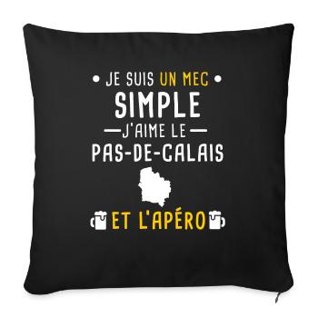 Pas-de-calais apéro mec simple - Housse de coussin décorative 45 x 45 cm - noir - Devant