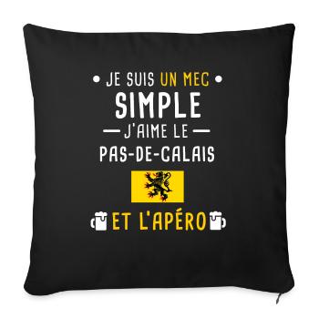 pas-de-calais drapeau apéro mec simple - Housse de coussin décorative 45 x 45 cm - noir - Devant