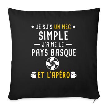 pays basque lauburu croix apéro mec simple - Housse de coussin décorative 45 x 45 cm - noir - Devant