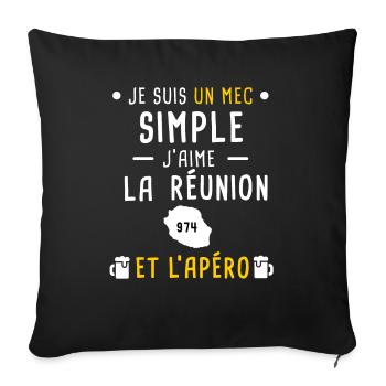 réunion 974 apéro mec simple - Housse de coussin décorative 45 x 45 cm - noir - Devant
