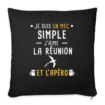 réunion paille queue apéro mec simple - Housse de coussin décorative 45 x 45 cm - noir - Devant