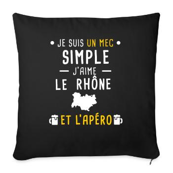 Rhône homme apéro mec simple - Housse de coussin décorative 45 x 45 cm - noir - Devant