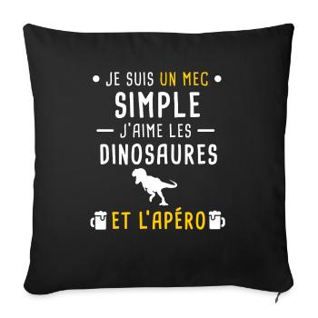 dinosaures et apéro mec simple - Housse de coussin décorative 45 x 45 cm - noir - Devant