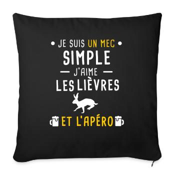 lièvres et apéro mec simple - Housse de coussin décorative 45 x 45 cm - noir - Devant
