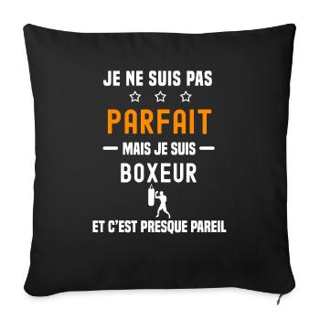 boxe pas parfait mais boxeur - Housse de coussin décorative 45 x 45 cm - noir - Devant