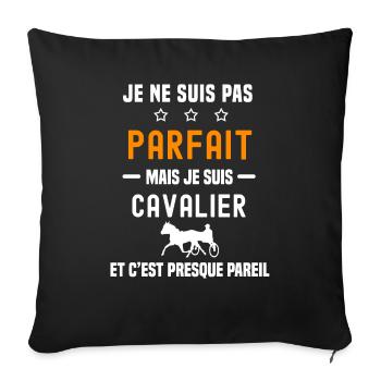 trot attelé pas parfait mais cavalier trot - Housse de coussin décorative 45 x 45 cm - noir - Devant