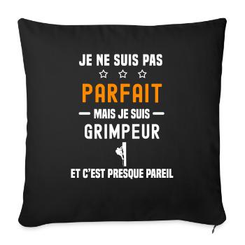 escalade pas parfait mais grimpeur grimper - Housse de coussin décorative 45 x 45 cm - noir - Devant