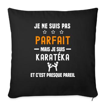 karaté pas parfait mais karatéka art martial - Housse de coussin décorative 45 x 45 cm - noir - Devant