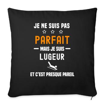 luge pas parfait mais lugeur - Housse de coussin décorative 45 x 45 cm - noir - Devant