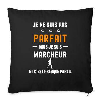 marche pas parfait mais marcheur - Housse de coussin décorative 45 x 45 cm - noir - Devant
