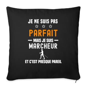 marche nordique pas parfait mais marcheur nordique - Housse de coussin décorative 45 x 45 cm - noir - Devant