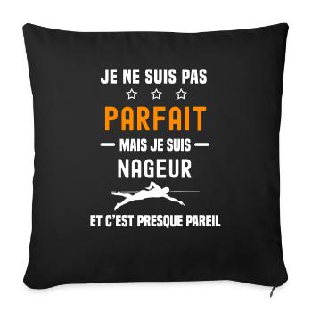 natation pas parfait mais nageur - Housse de coussin décorative 45 x 45 cm - noir - Devant