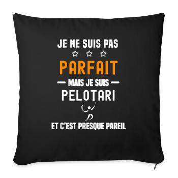 pelote basque pas parfait mais pelotari - Housse de coussin décorative 45 x 45 cm - noir - Devant