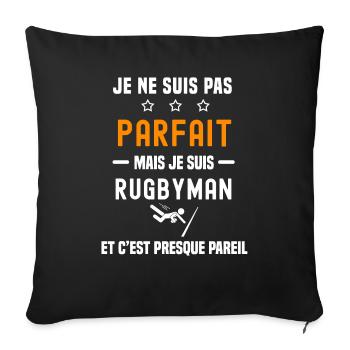 rugby pas parfait mais rugbyman - Housse de coussin décorative 45 x 45 cm - noir - Devant