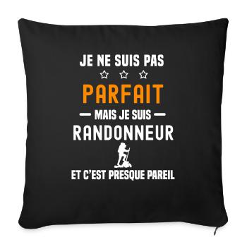 randonnée pas parfait mais randonneur rando - Housse de coussin décorative 45 x 45 cm - noir - Devant