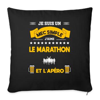 marathon apéro mec simple - Housse de coussin décorative 45 x 45 cm - noir - Devant