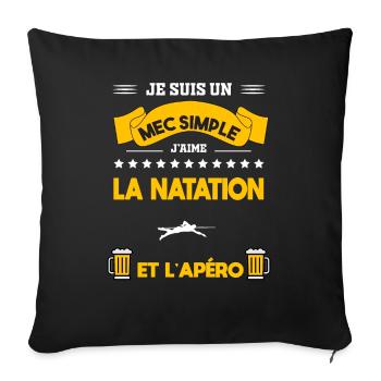 natation apéro mec simple - Housse de coussin décorative 45 x 45 cm - noir - Devant