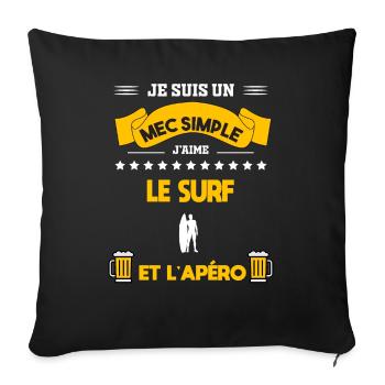surf homme apéro mec simple - Housse de coussin décorative 45 x 45 cm - noir - Devant