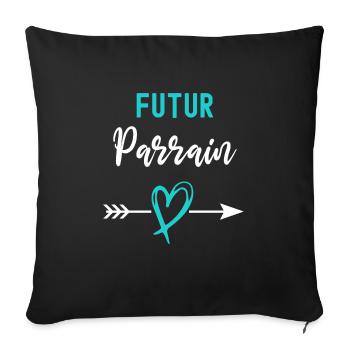 Futur Parrain cadeau annonce grossesse Parrain - Housse de coussin décorative 45 x 45 cm - noir - Devant