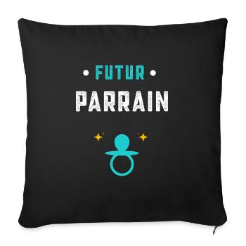 annonce grossesse cadeau Futur Parrain - Housse de coussin décorative 45 x 45 cm - noir - Devant