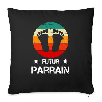 Futur Parrain annonce grossesse vintage - Housse de coussin décorative 45 x 45 cm - noir - Devant