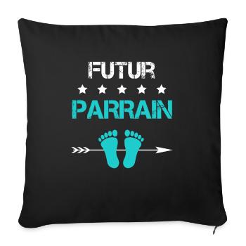 annonce grossesse pour Futur Parrain - Housse de coussin décorative 45 x 45 cm - noir - Devant
