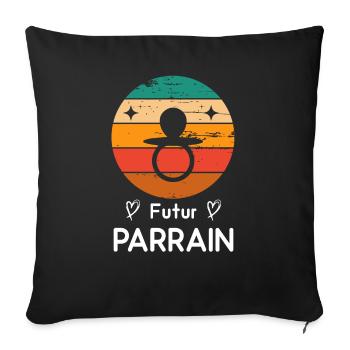 Futur Parrain naissance grossesse retro - Housse de coussin décorative 45 x 45 cm - noir - Devant
