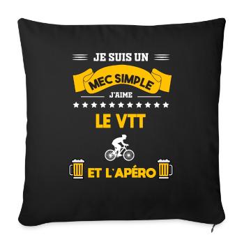 VTT apéro mec simple - Housse de coussin décorative 45 x 45 cm - noir - Devant