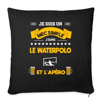 waterpolo apéro mec simple - Housse de coussin décorative 45 x 45 cm - noir - Devant
