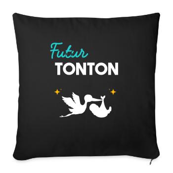 cadeau naissance grossesse oncle Futur Tonton - Housse de coussin décorative 45 x 45 cm - noir - Devant