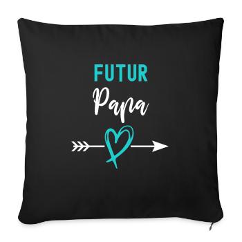 Futur papa père cadeau annonce grossesse papa - Housse de coussin décorative 45 x 45 cm - noir - Devant