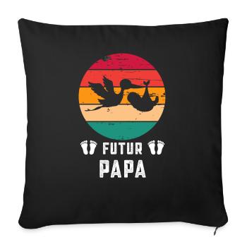 Futur papa père annonce grossesse retro - Housse de coussin décorative 45 x 45 cm - noir - Devant