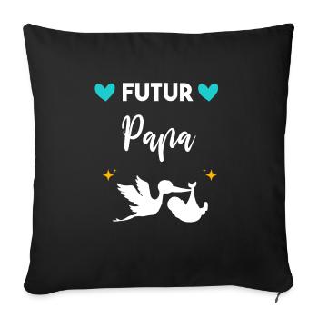 cadeau annonce grossesse papa père Futur papa - Housse de coussin décorative 45 x 45 cm - noir - Devant