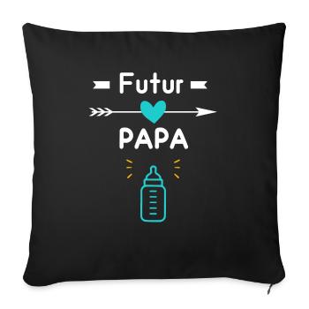 annonce grossesse papa père Futur papa - Housse de coussin décorative 45 x 45 cm - noir - Devant