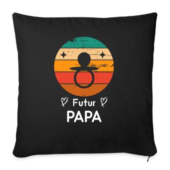 Futur papa père naissance grossesse retro - Housse de coussin décorative 45 x 45 cm - noir - Devant