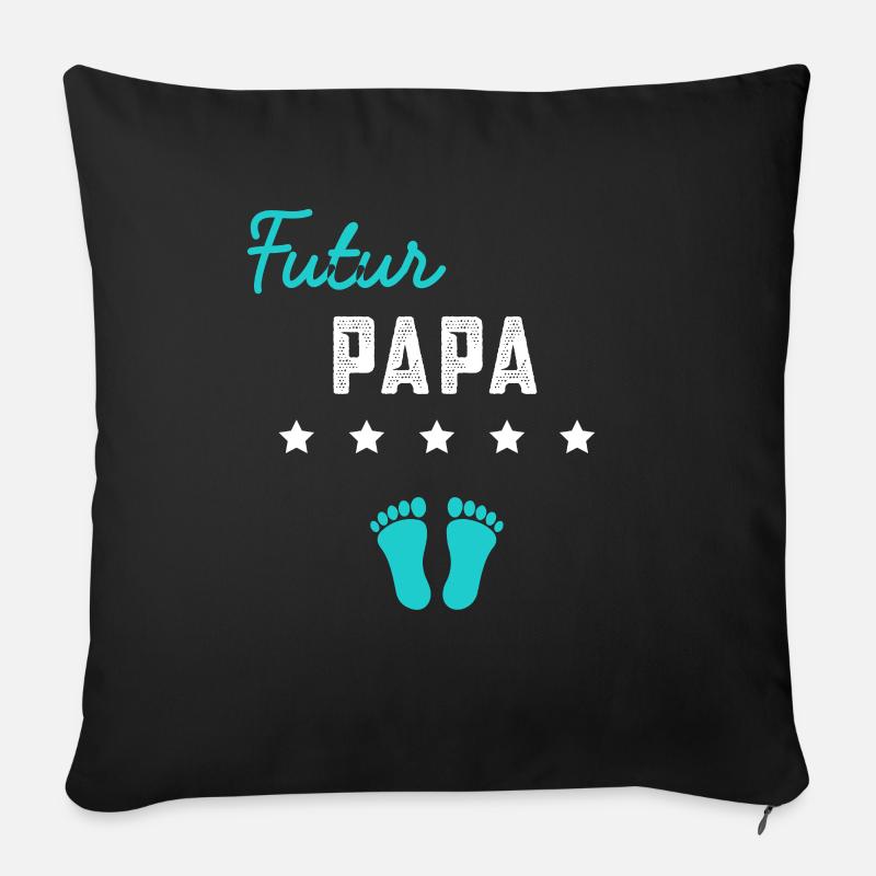 Futur papa cadeau grossesse famille père - Housse de coussin décorative 45 x 45 cm - noir