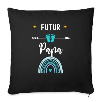 Futur papa cadeau naissance papa père - Housse de coussin décorative 45 x 45 cm - noir - Devant